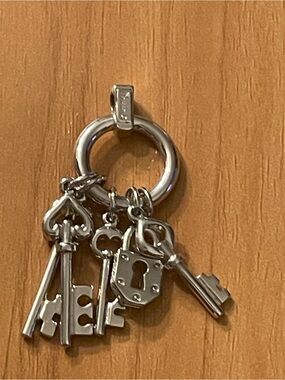 Trifari Silver-Tone Key And Lock Pendant